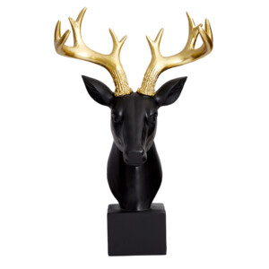 Rosco Deer Head Sculpture; (16x24x37)cm, Black