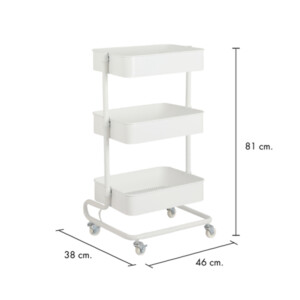 Elviro/N 3-Tier Storage Cart; (46x38x81)cm, White