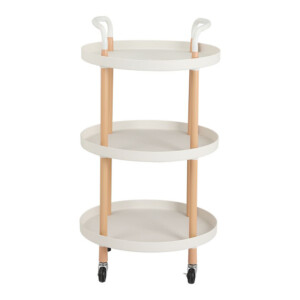 Oval 3-Tier Circular Storage Cart + Wheels; (48x48x81.5)cm, White