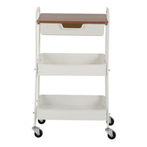 Abigail 3-Tier Storage Cart + Wheels; (43.9x30.4x76.3)cm, White