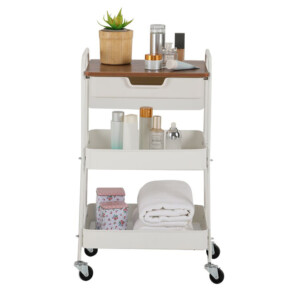 Abigail 3-Tier Storage Cart + Wheels; (43.9x30.4x76.3)cm, White