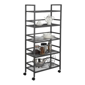 Maxx 5-Tier Storage Shelf + Wheels; )59x30x126.7)cm, Grey