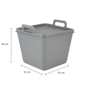 Aura Storage Box + Lid; (31x31x30)cm, Grey