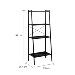 Kurt 4-Tier Storage Shelf; (59x35.4x147)cm, Black