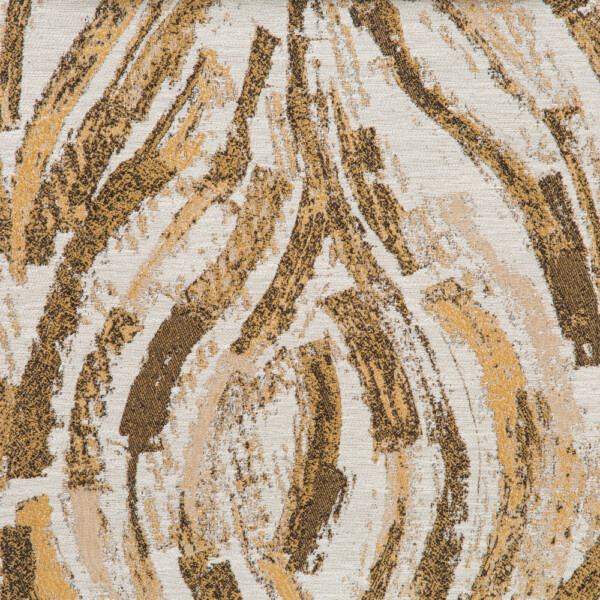 Spartan II Collection: Gold Abstract Curved Lines Furnishing Fabric, 280cm