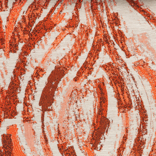 Spartan II Collection: Orange Abstract Curved Lines Furnishing Fabric, 280cm