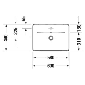 D-Neo: Counter Top Basin 1 Tap Hole And Overflow; 60cm, White