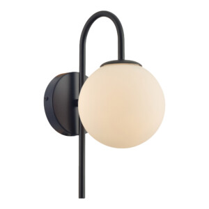 Domus: Wall Lamp; E14x1, 40W, Black/Opal Matt