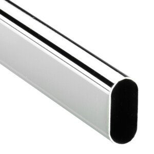 Oval Wardrobe Rail, High Gloss Chrome Plated, 2000mm