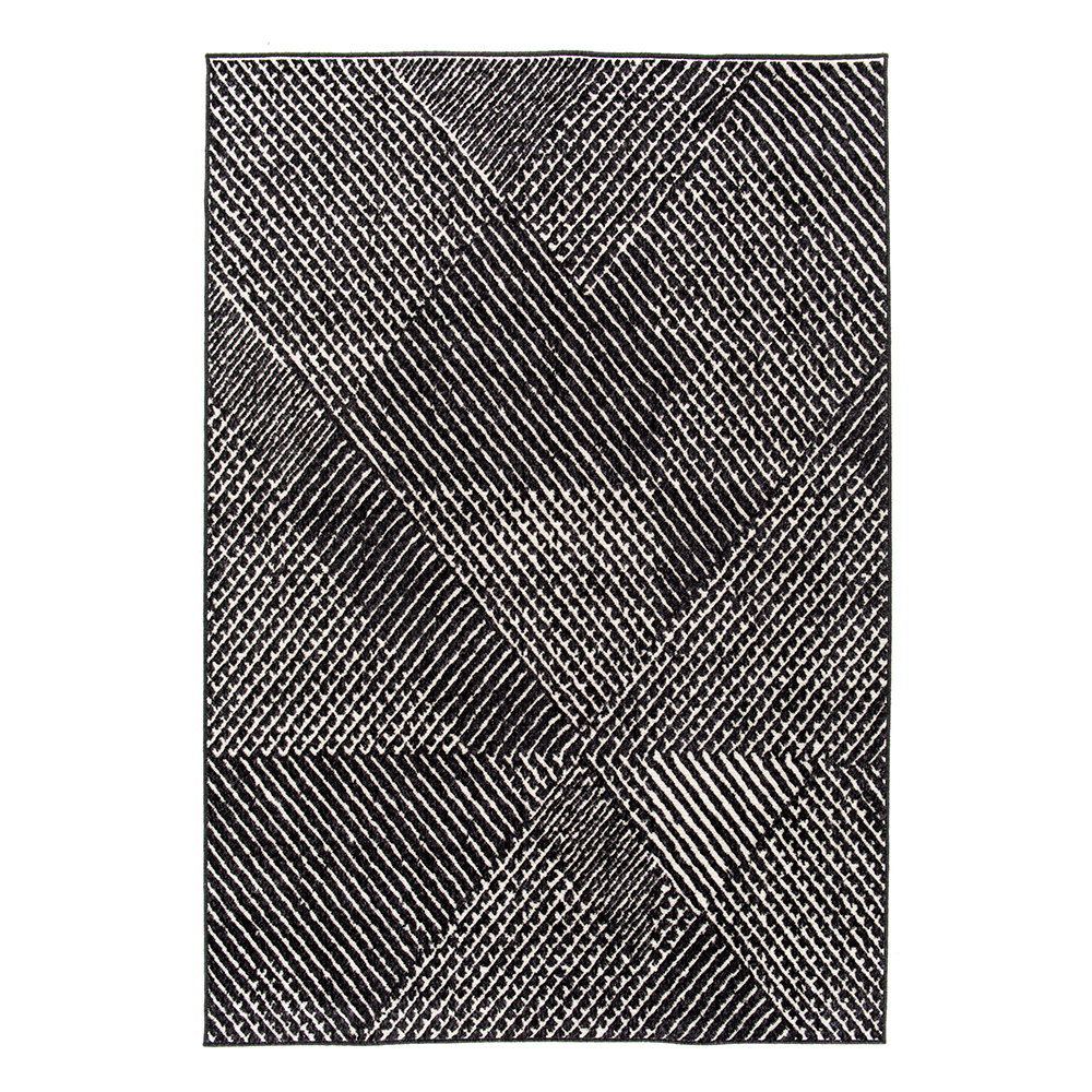 Balta: Re-Mix Carpet Rug; (80x150)cm, Black Grey/White