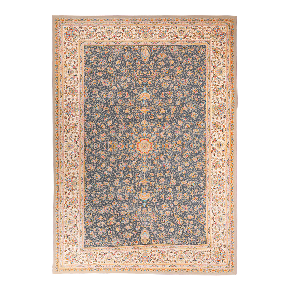 Farrahi: Arman Centrallized Medallion Persian Carpet Rug, (200x300)cm, Brown/Navy Blue