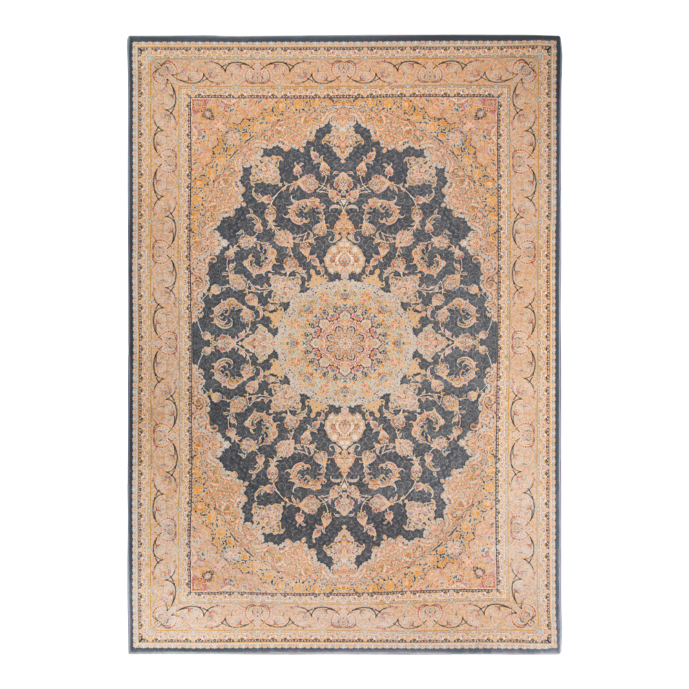 Farrahi: Arman Geometric Floral Persian Carpet Rug, (200x300)cm, Brown