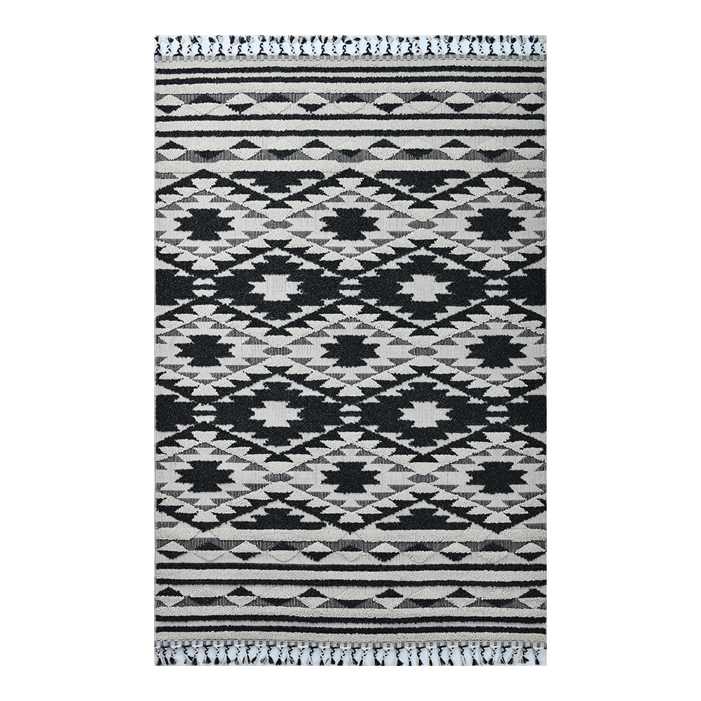 Giza: Rabat Contemporary Carpet Rug; (160x230)cm, Black/White