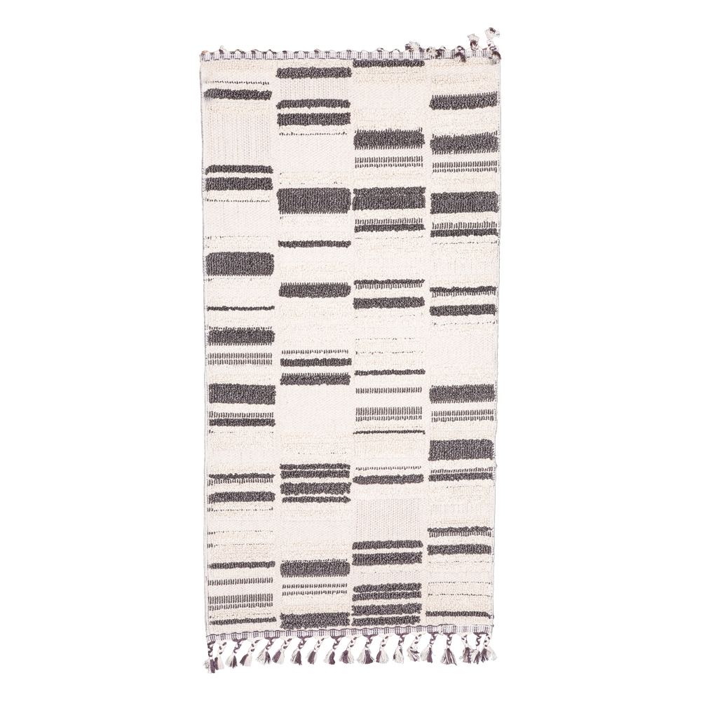 Giza: Rabat Geometric Striped Pattern Carpet Rug; (200x290)cm, Black/White