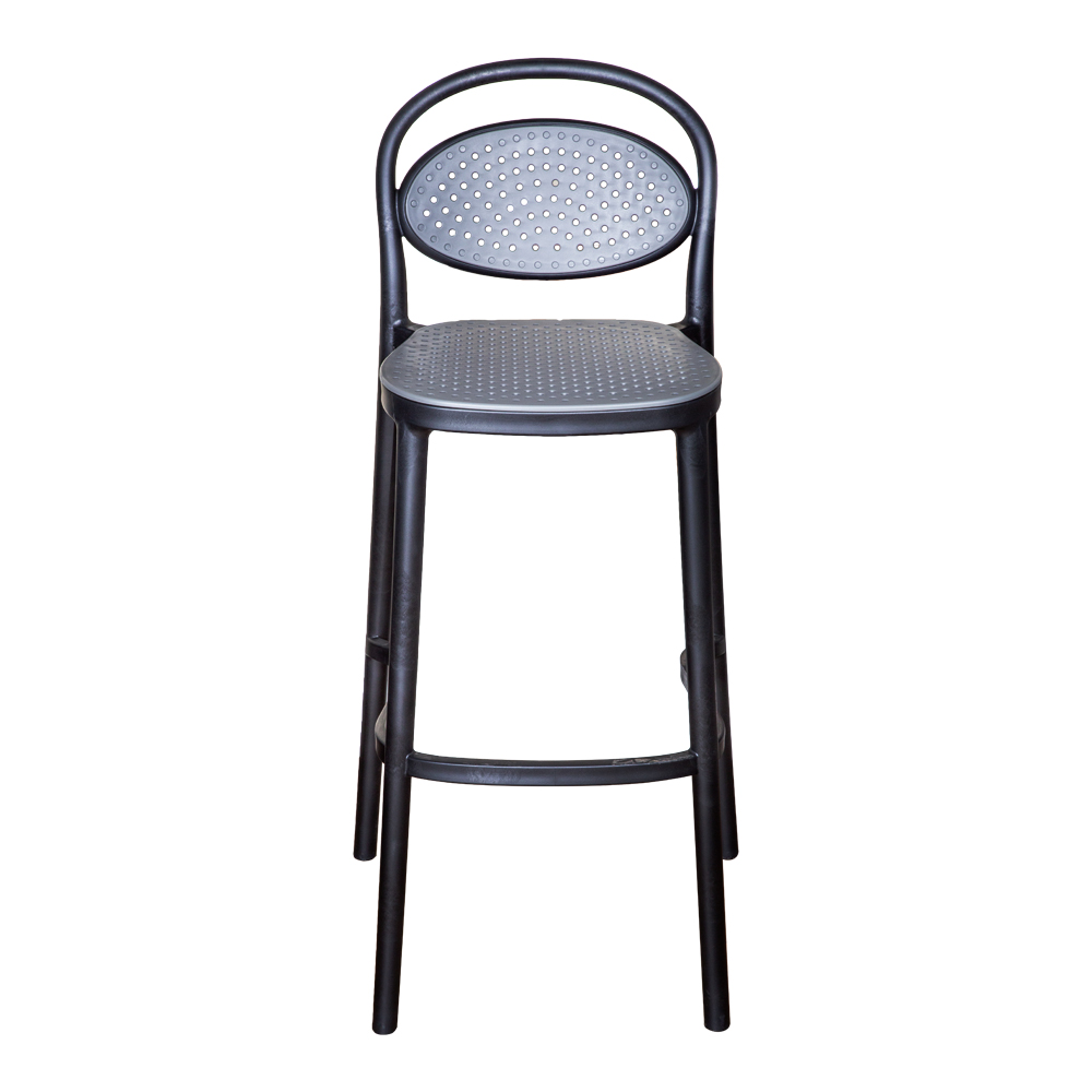 Bar Chair With Back Rest; (49x52x103)cm, Black/Grey