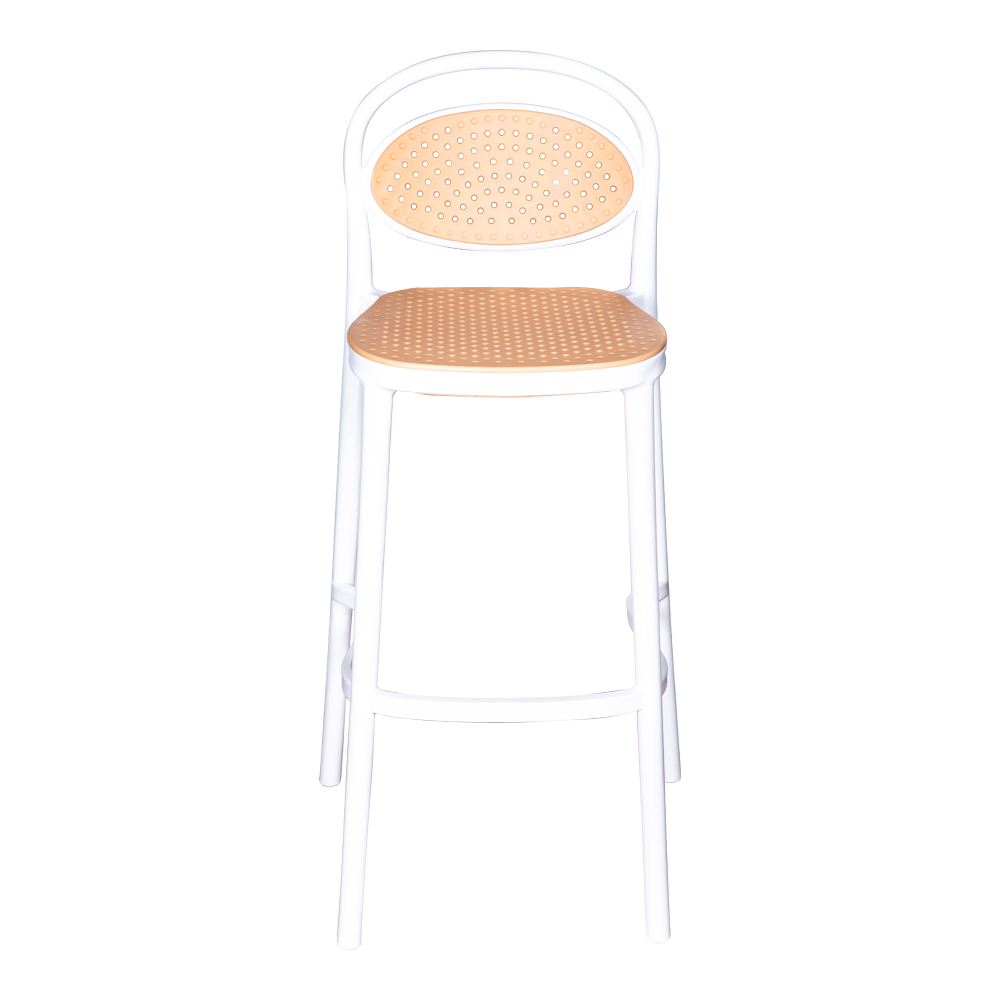 Bar Chair With Back Rest; (49x52x103)cm, White/Brown