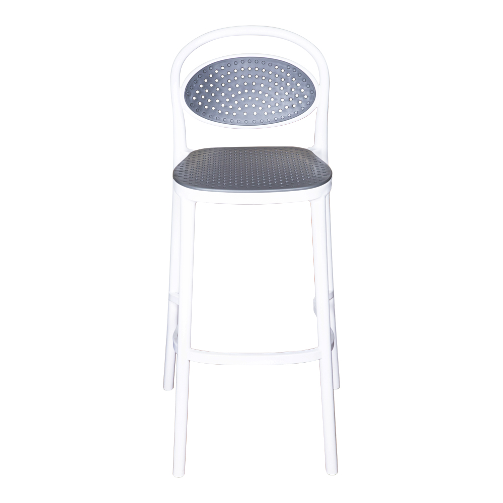 Bar Chair With Back Rest; (49x52x103)cm, White/Grey