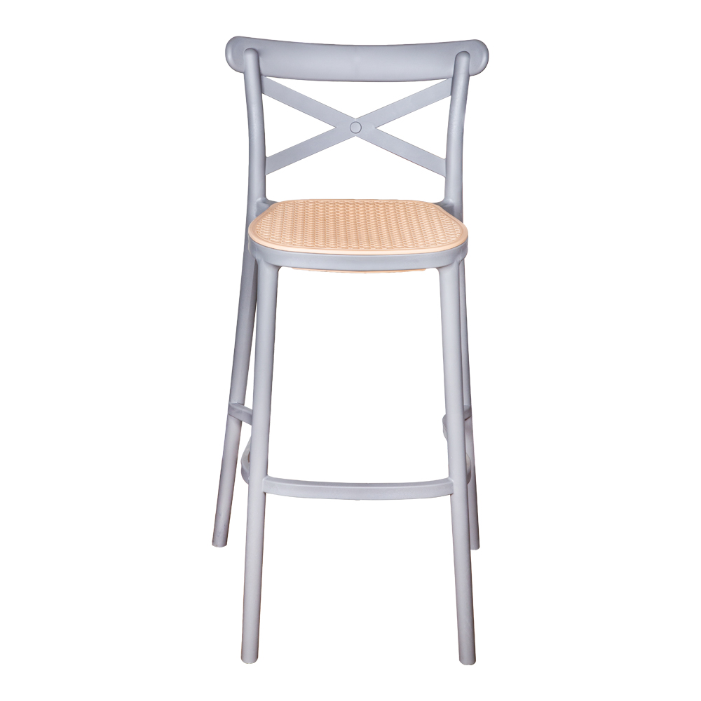 Bar Chair With Back Rest; (48x48x105)cm, Grey/Brown