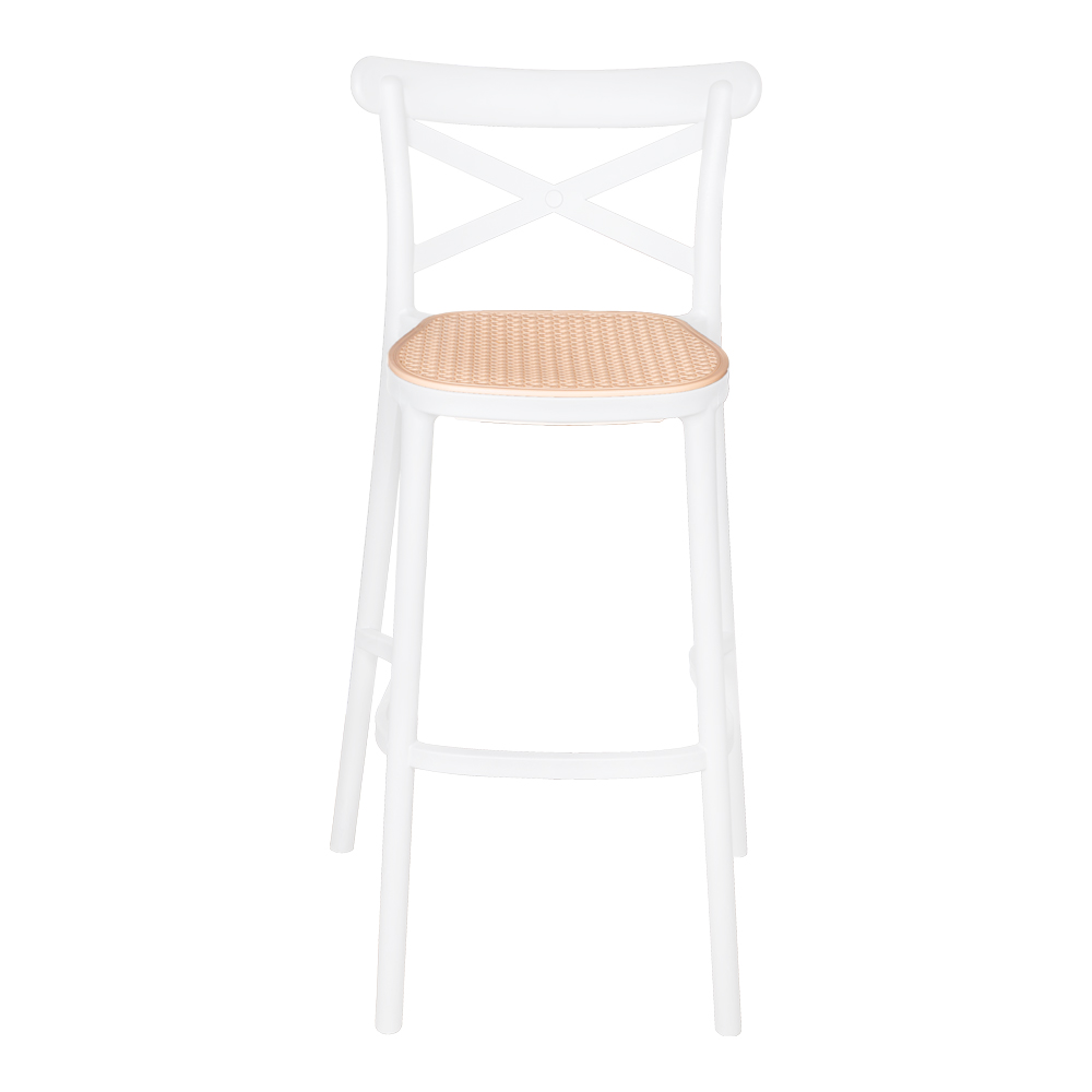 Bar Chair With Back Rest; (48x48x105)cm, White/Brown