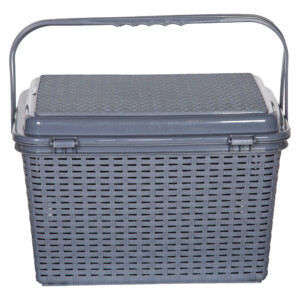 Royal Storage Basket With Lid And Handle- Large, Grey