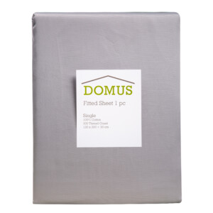 Single Fitted Bed Sheet, 1pc: (120x200+30)cm, Cool Grey