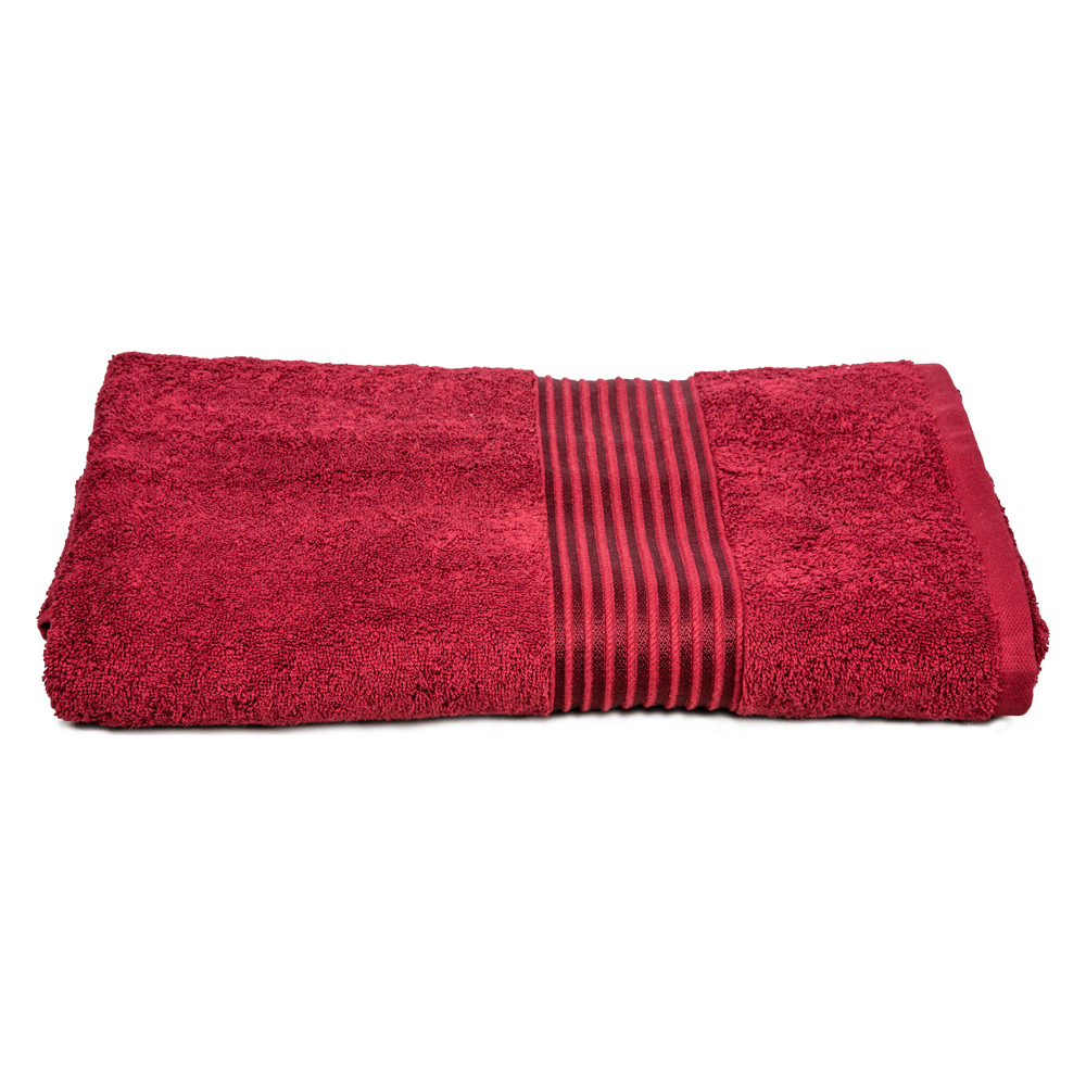 Beach Towel, Striped: (81x163)cm, Burgundy
