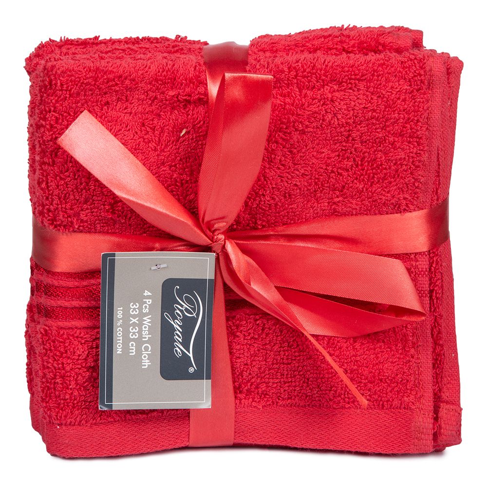 Bath Towel Set, 4pc Plain 550GMS, Red