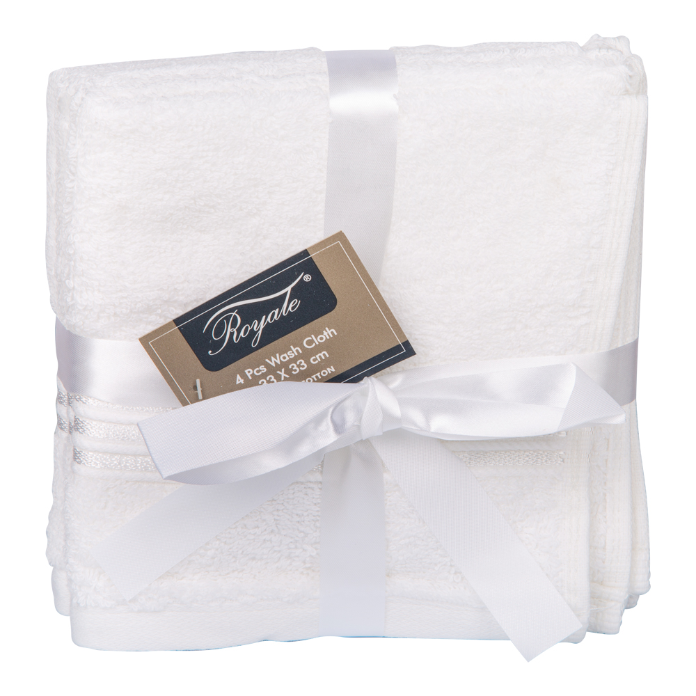 Bath Towel Set, 4Pcs Plain 550GMS, White