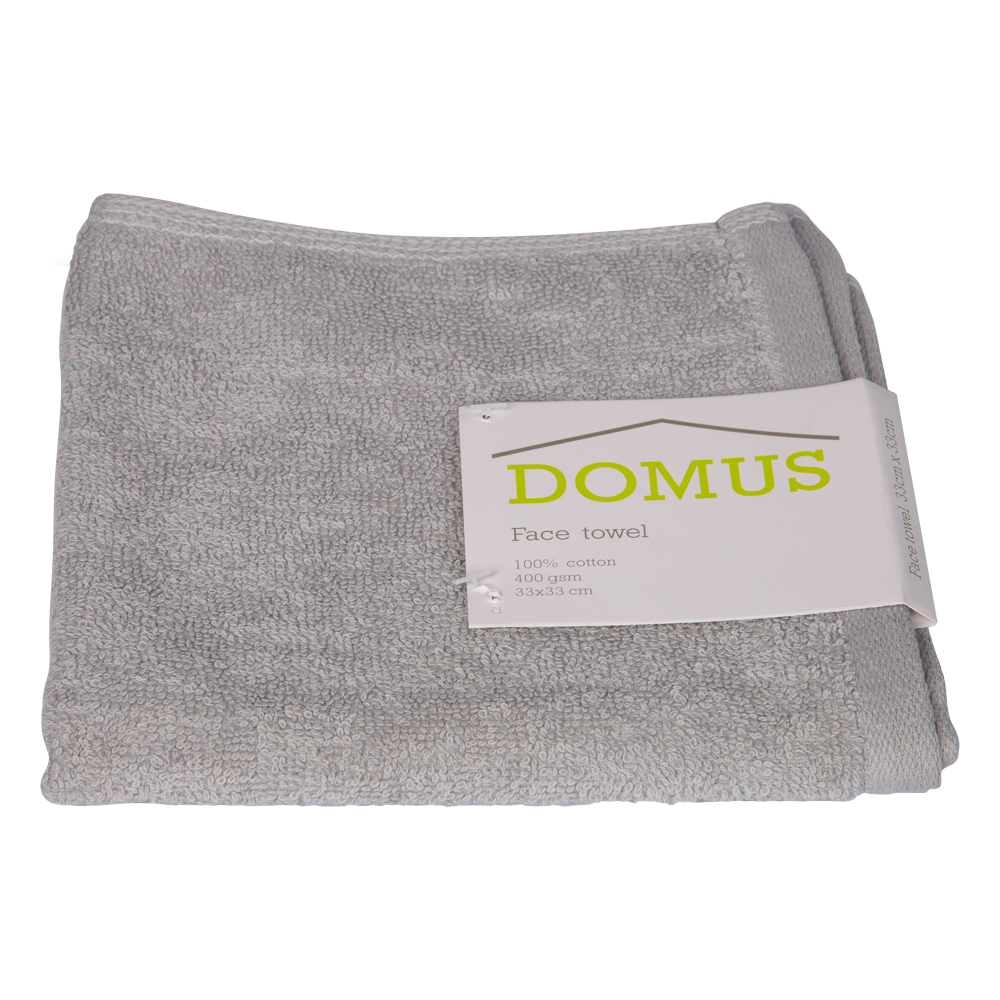 Domus 2: Face Towel: 400 GSM, (33x33)cm, Light Grey