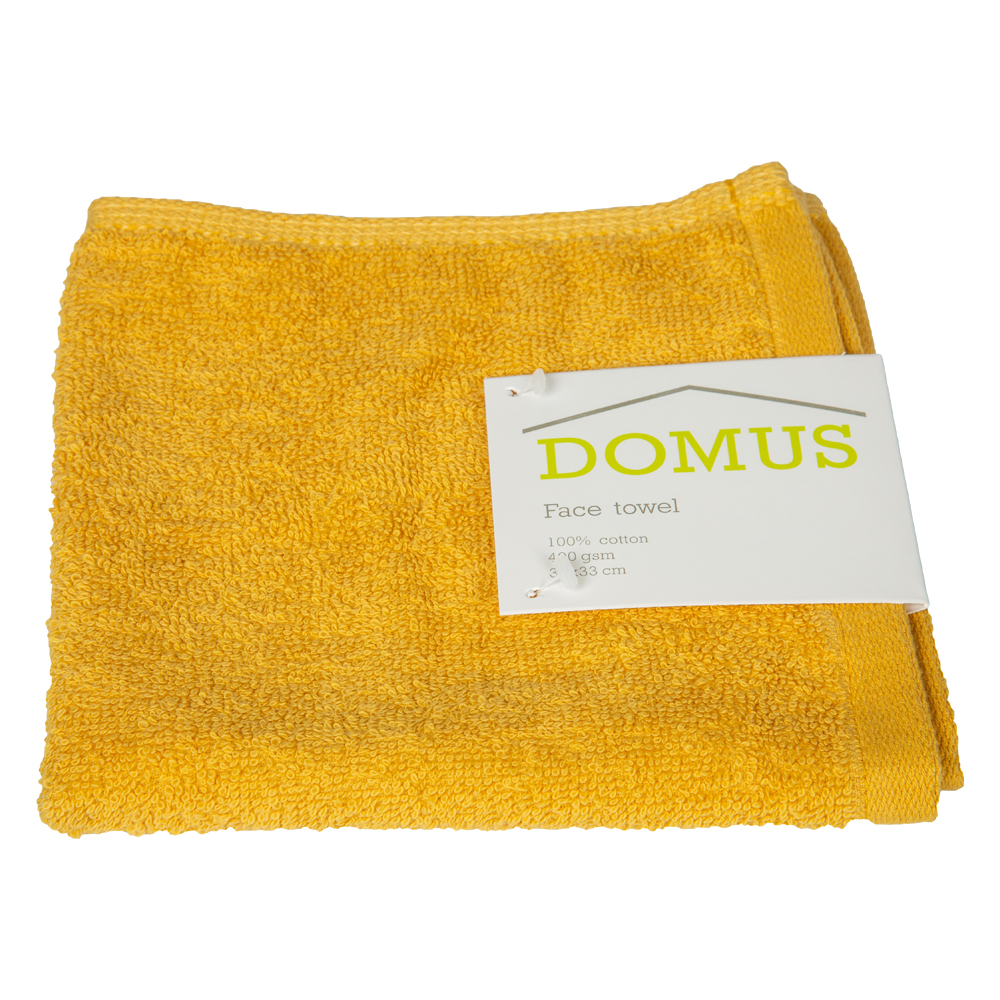 Domus 2: Face Towel: 400 GSM, (33x33)cm, Mustard