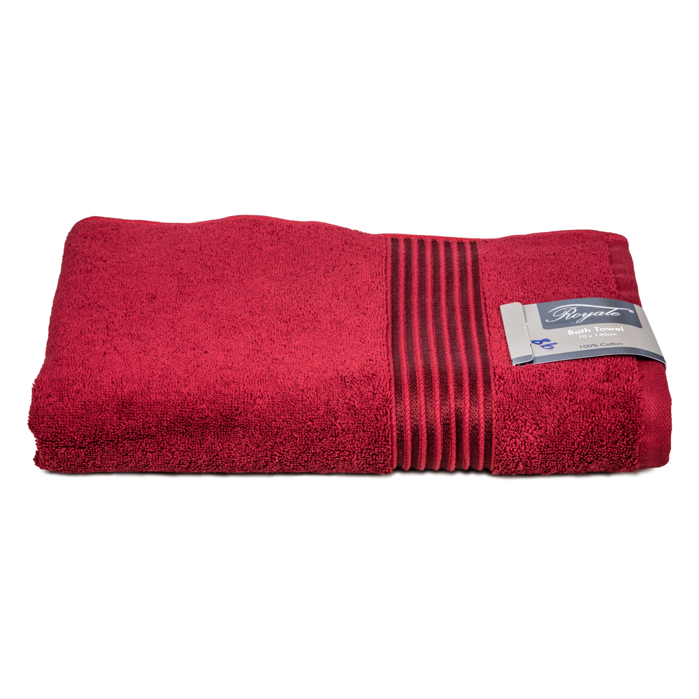 Plain Bath Towel: (70x140)cm, Burgundy