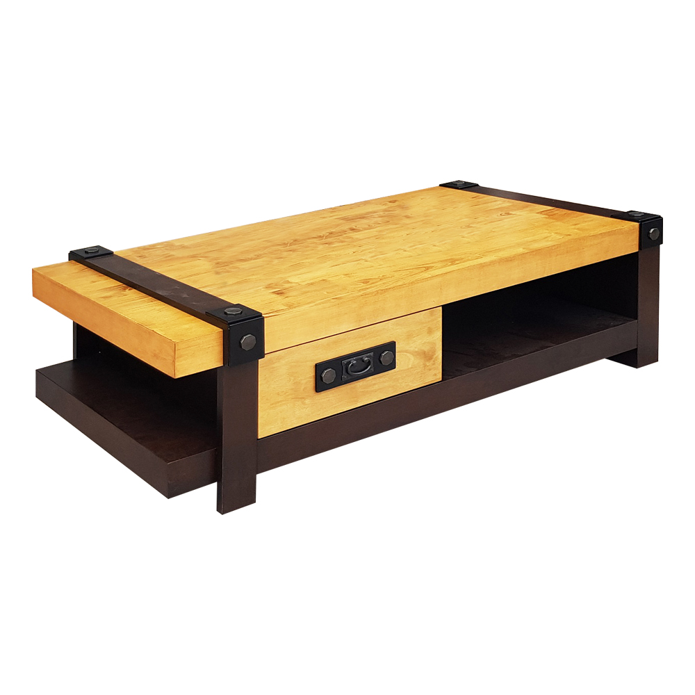 Crown Wooden Coffee Table with Drawer: (130x60x40)cm, Cocoa