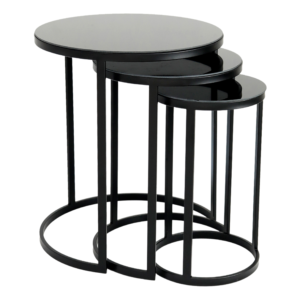 Nesting Coffee Table Set; 3Pcs, Black