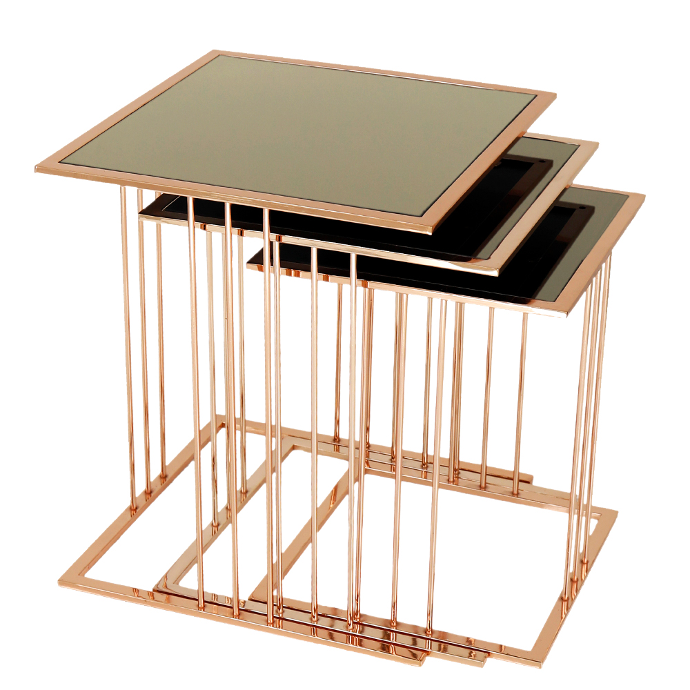 Nesting Coffee Table; 3Pcs Set, Bronze