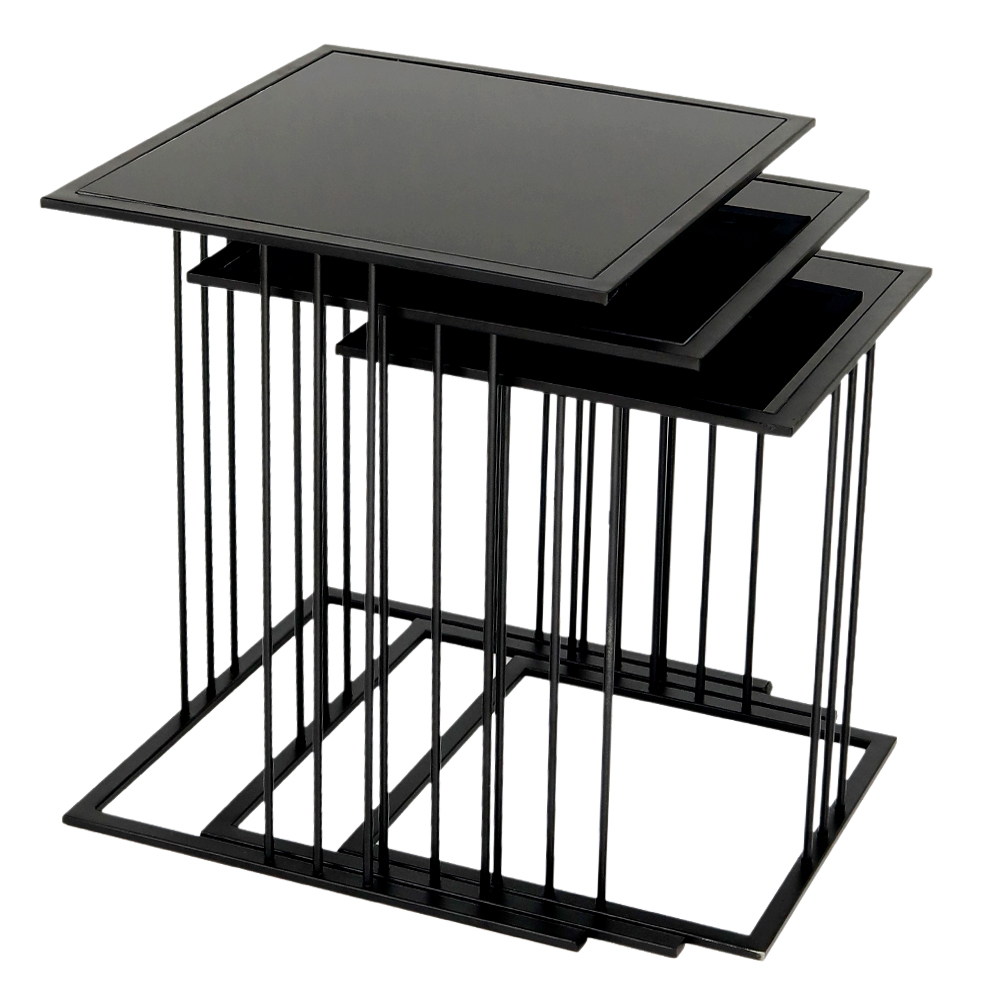 Nesting Coffee Table; 3Pcs Set, Black