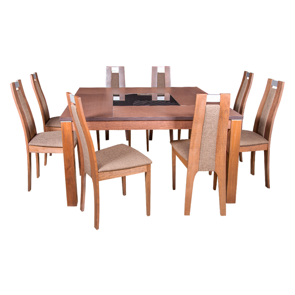 Dining Table + 8 Side Chairs, Merlot Beech/Golden