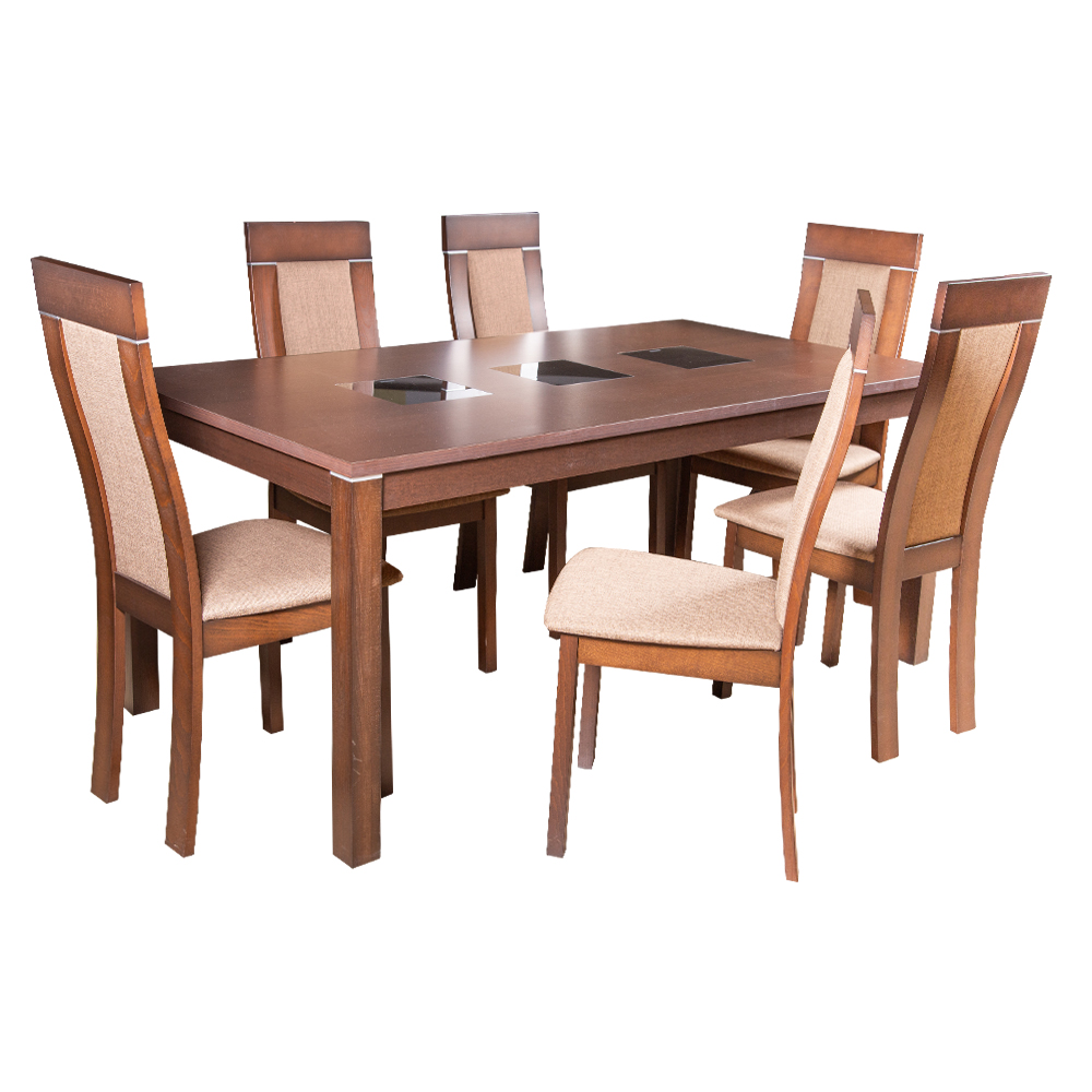 Dining Table (1.8M) + 6 Side Chairs, Burn Beech/G.Honey