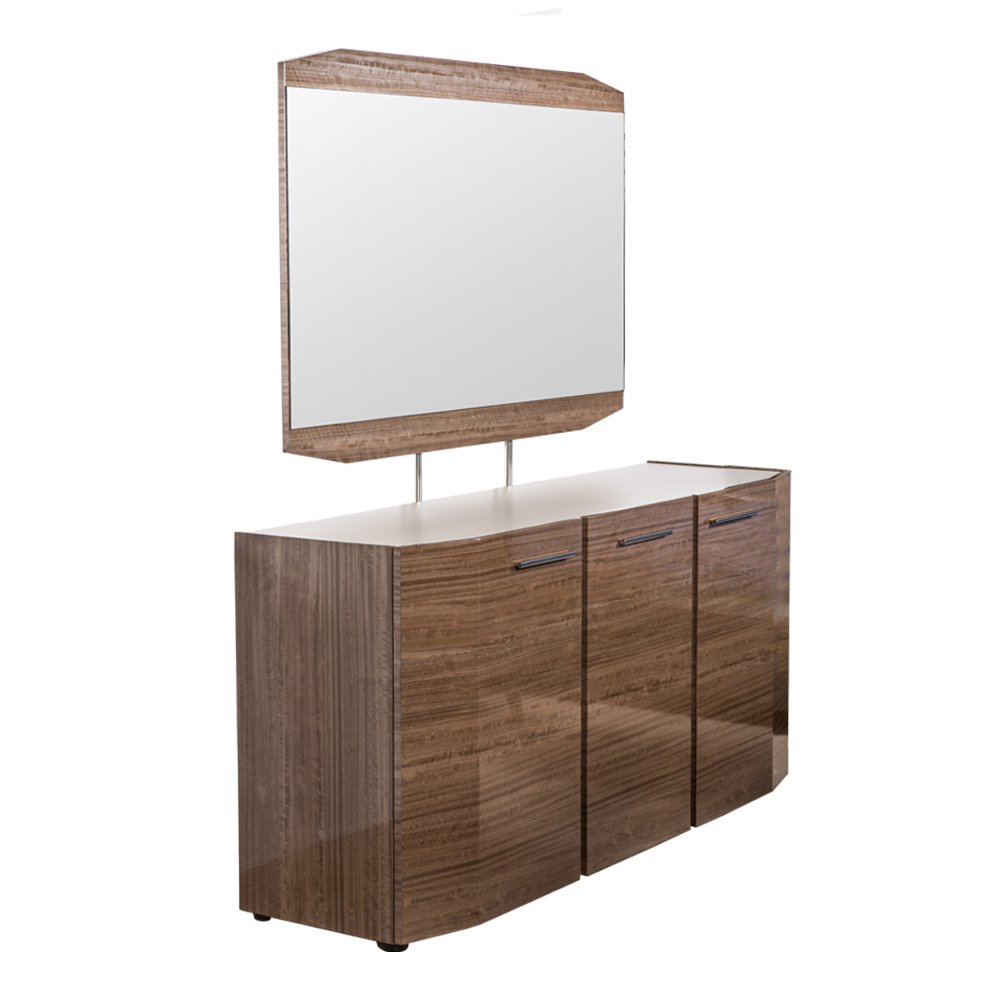 Buffet Cabinet; (173x46.5x81)cm + Mirror; (140x90)cm, Brown Angley/F.Grey