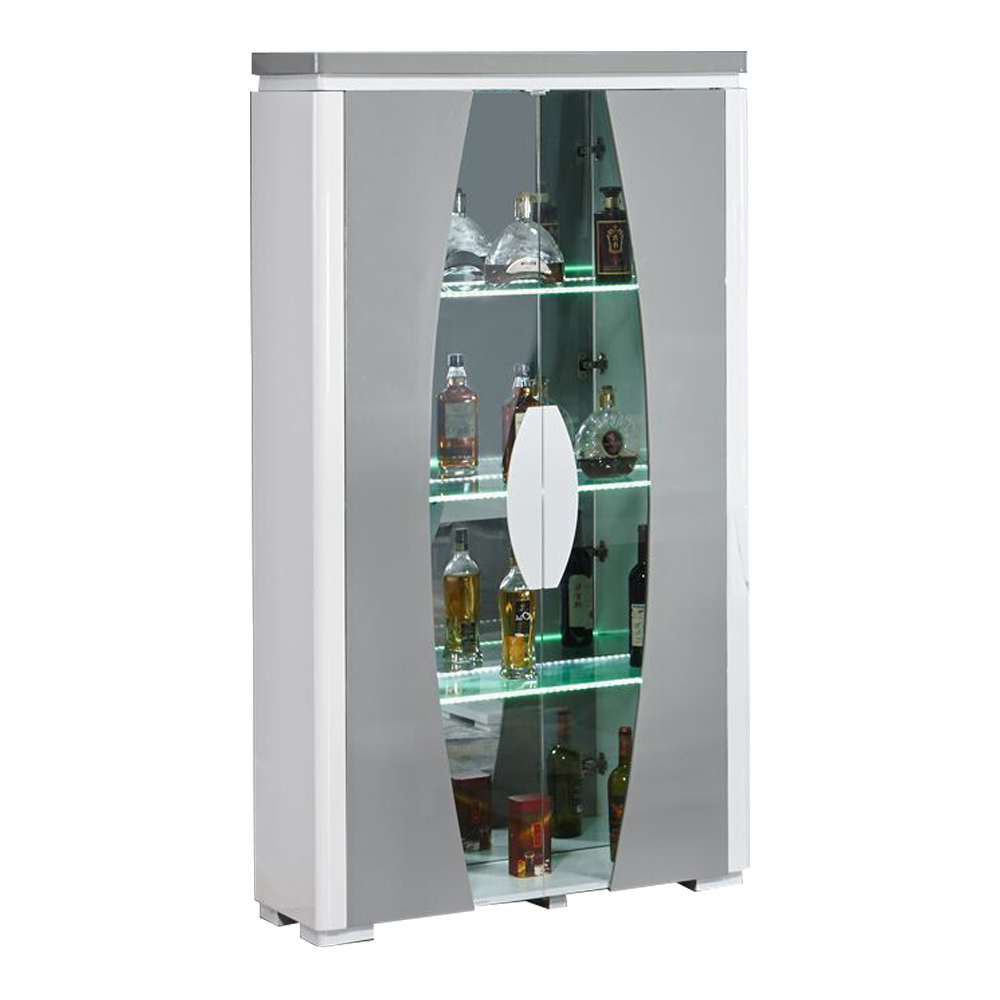 Display Cabinet: (100x40x190)cm, Glossy White/Grey