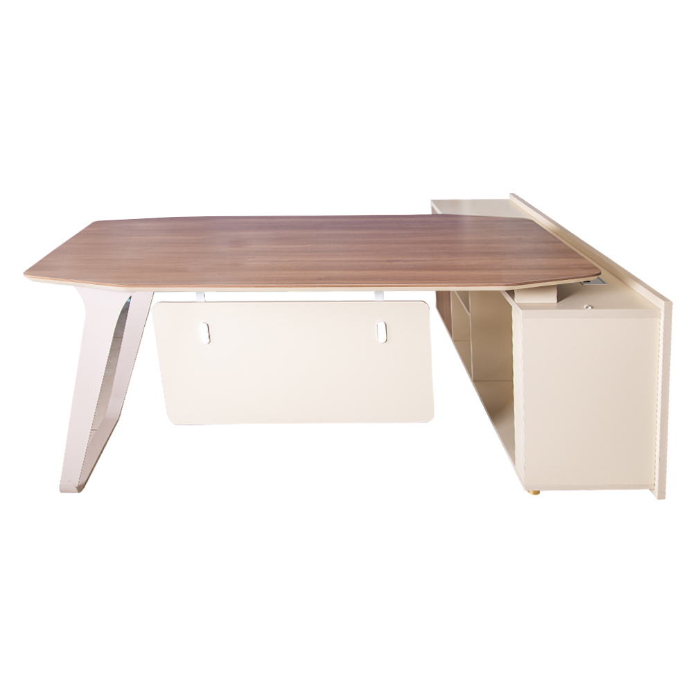 Office Desk + Side Return, Right: (180x160x75)cm, L.Walnut/Soft White