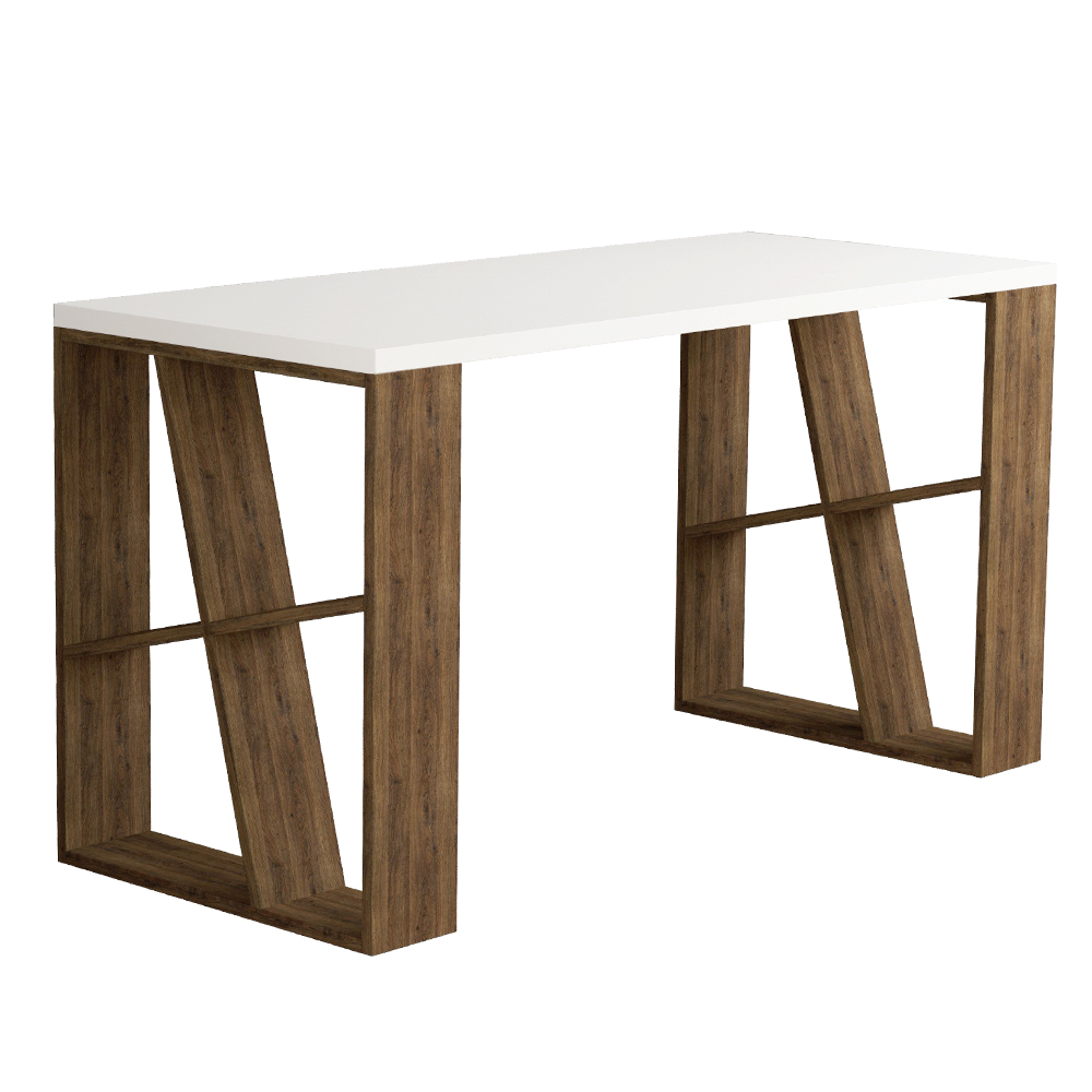 Working Desk; (75x150.5x69.5)cm, White/Dark Oak