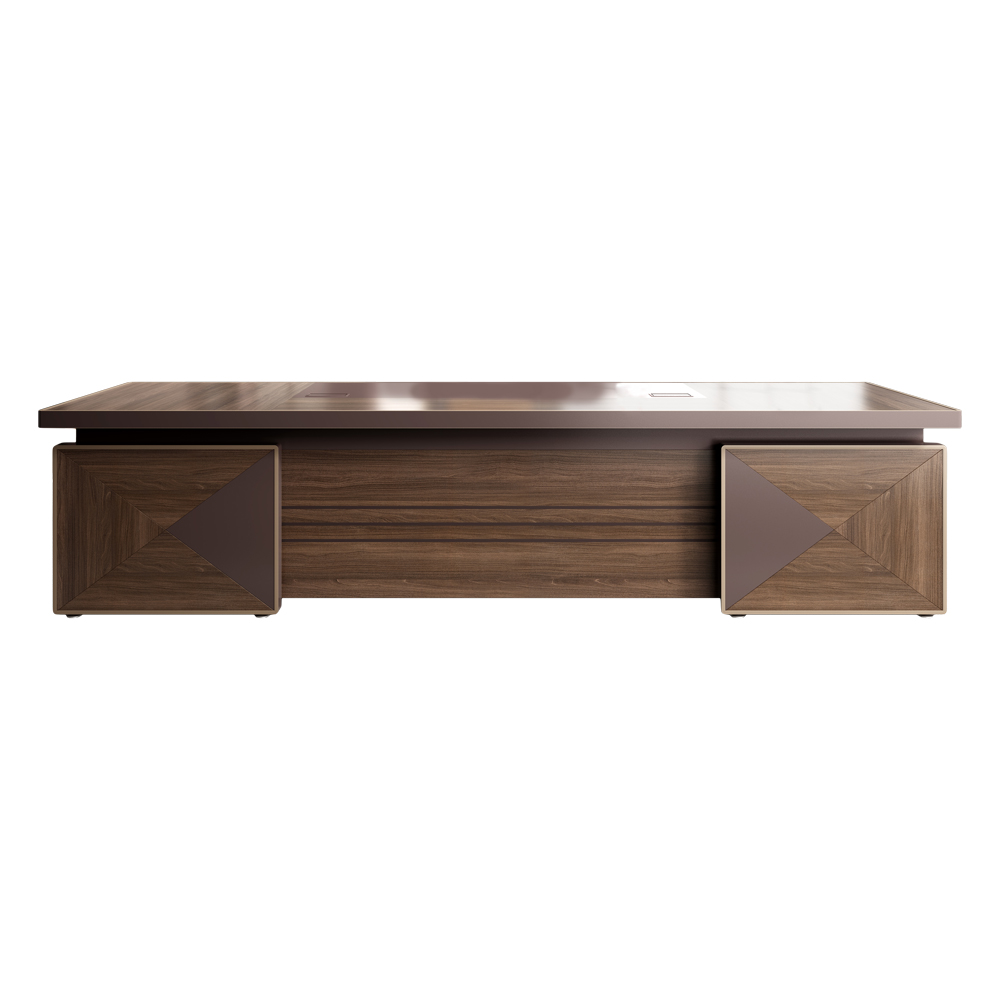 Office Desk + Fixed Side Return + Pedestal; Right, (160x176x75)cm, Brown Oak/Brown