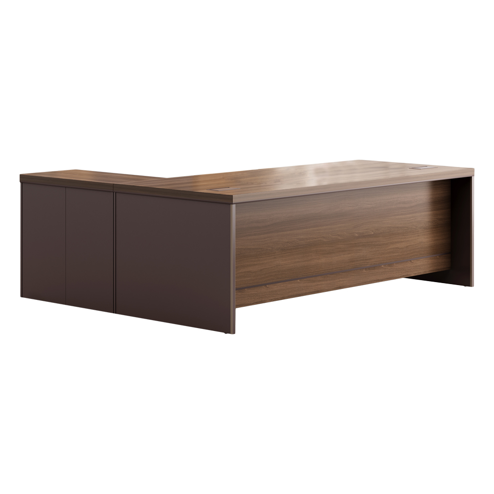 Office Desk + Mobile Side Return + Pedestal, (180x80x75)cm, Brown Oak/Brown