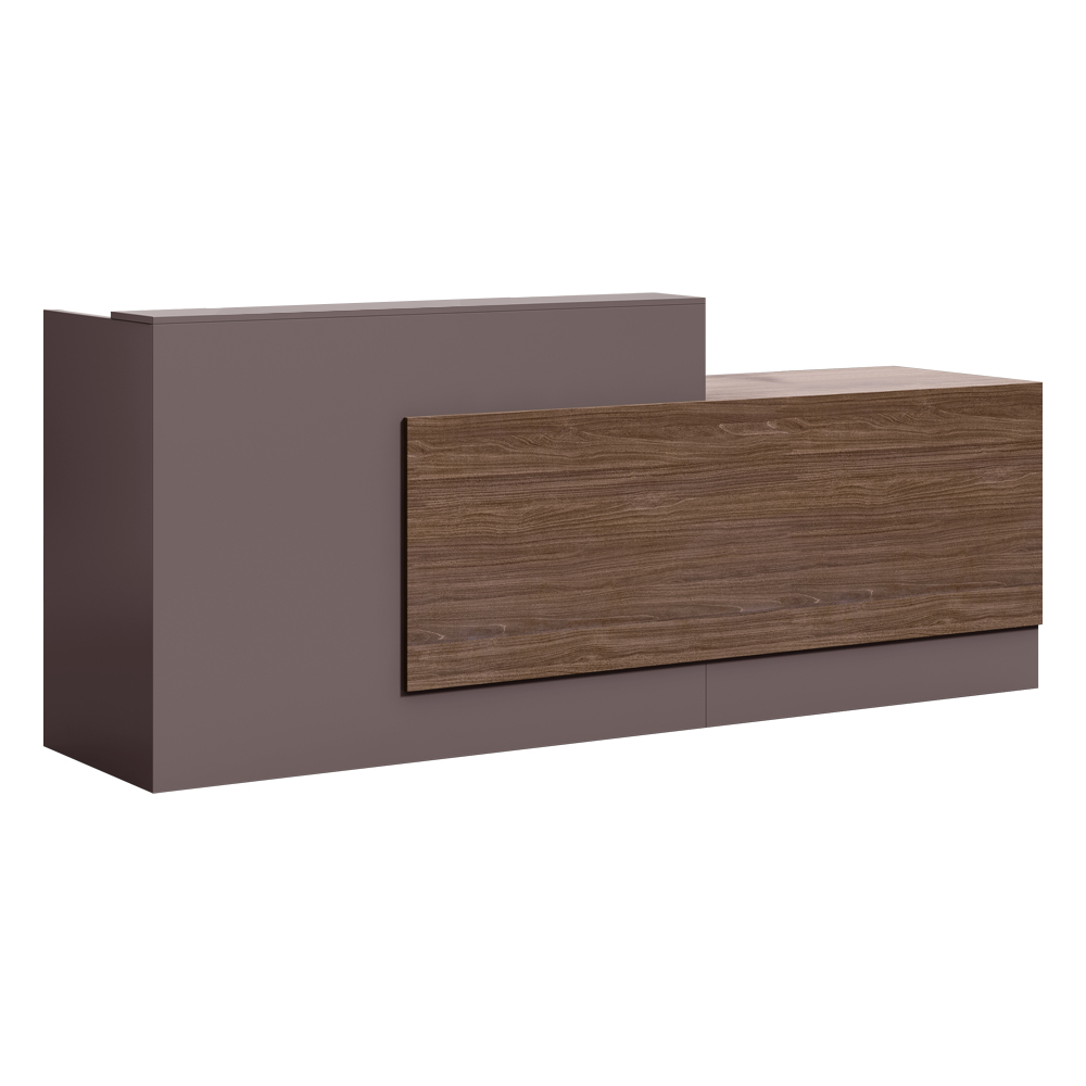 Reception Desk + 3-Drawers: (180x61.6x100)cm, Brown Oak/Brown