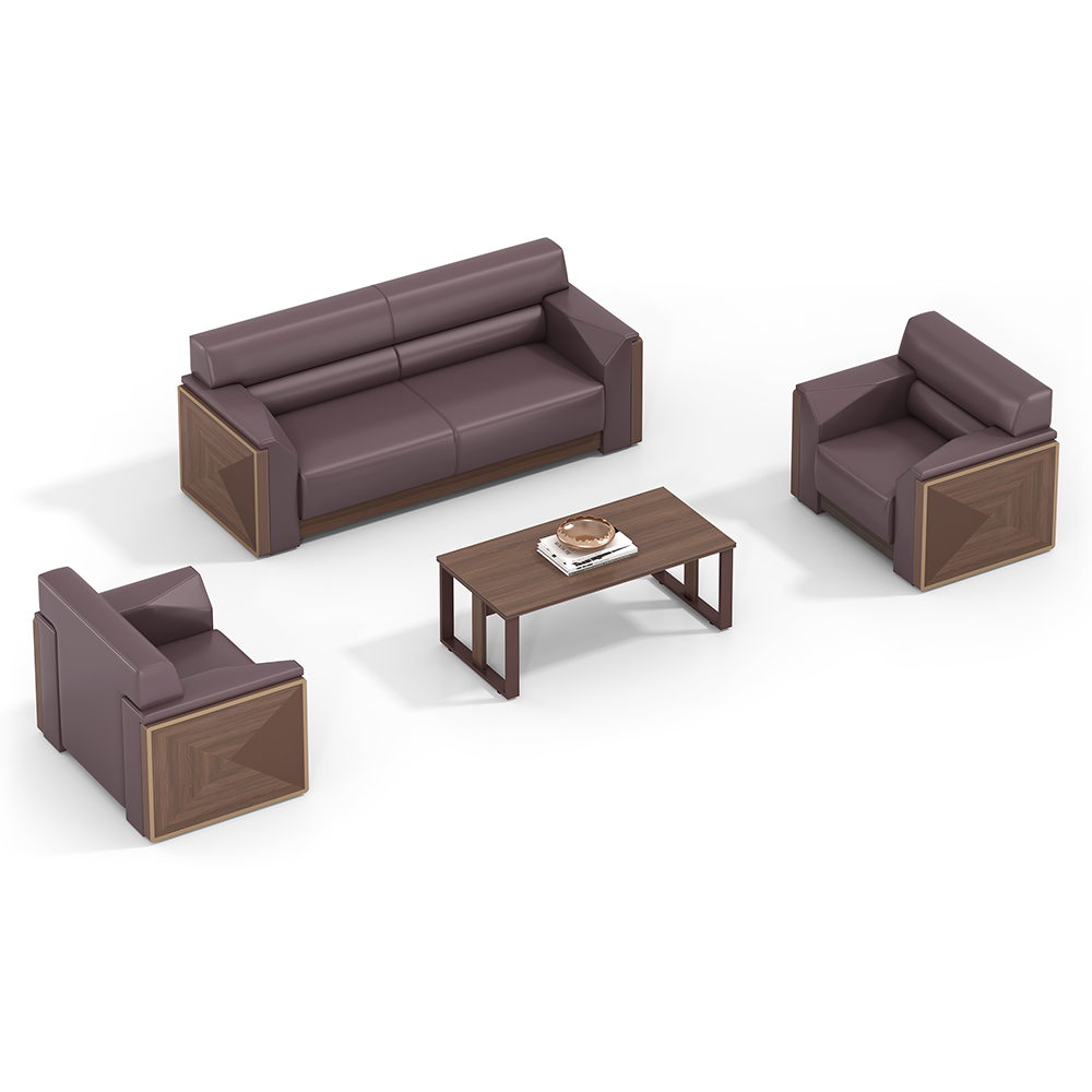 Office Sofa: 4-Seater (3+1), Brown