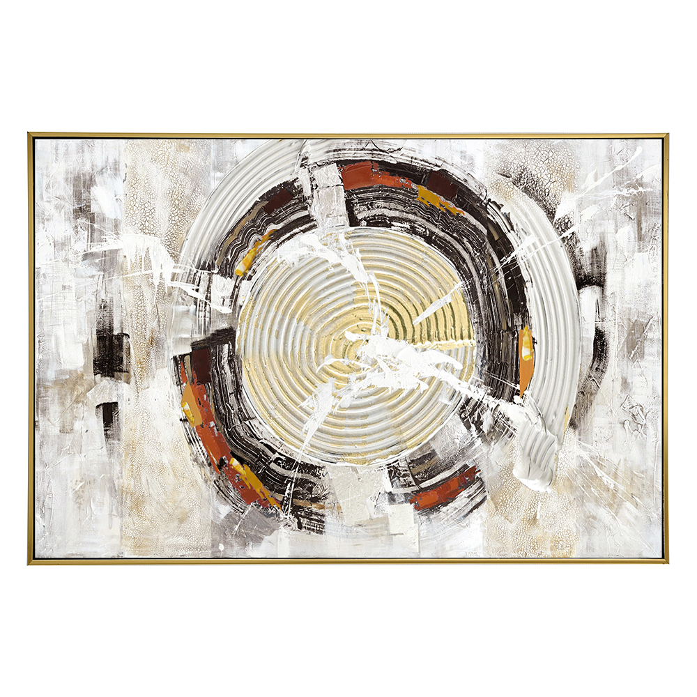 Abstract Round Brushed Oil Painting With Frame: (120x80x2.2)cm