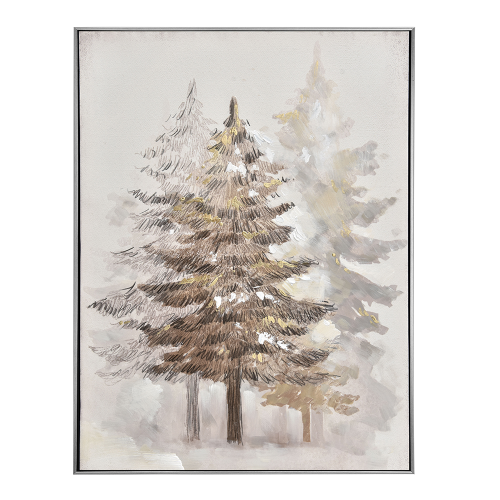 Pine Tree Oil Painting With Frame: (60x80x2.2)cm