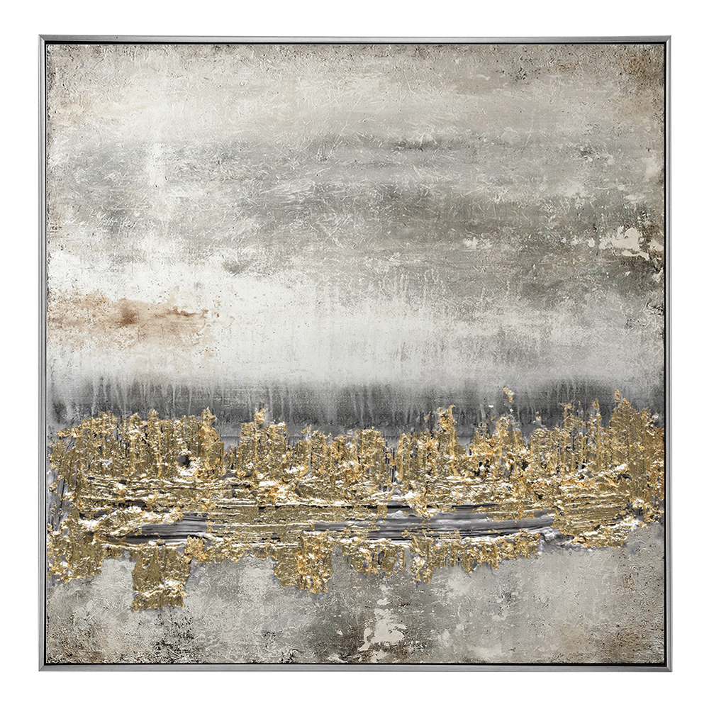 Abstract Gold Oil Painting With Frame: (100x100x2.2)cm