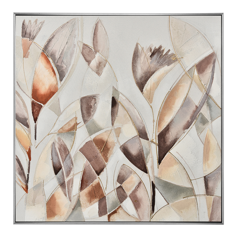 Abstract Leaf Oil Painting With Frame: (100x100x2.2)cm