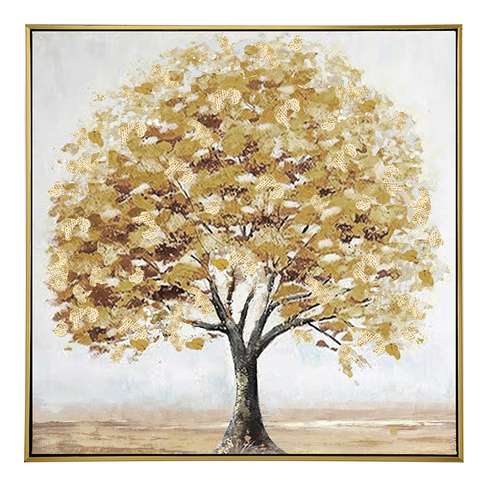 Tree Oil Painting With Frame: (100x100x2.2)cm
